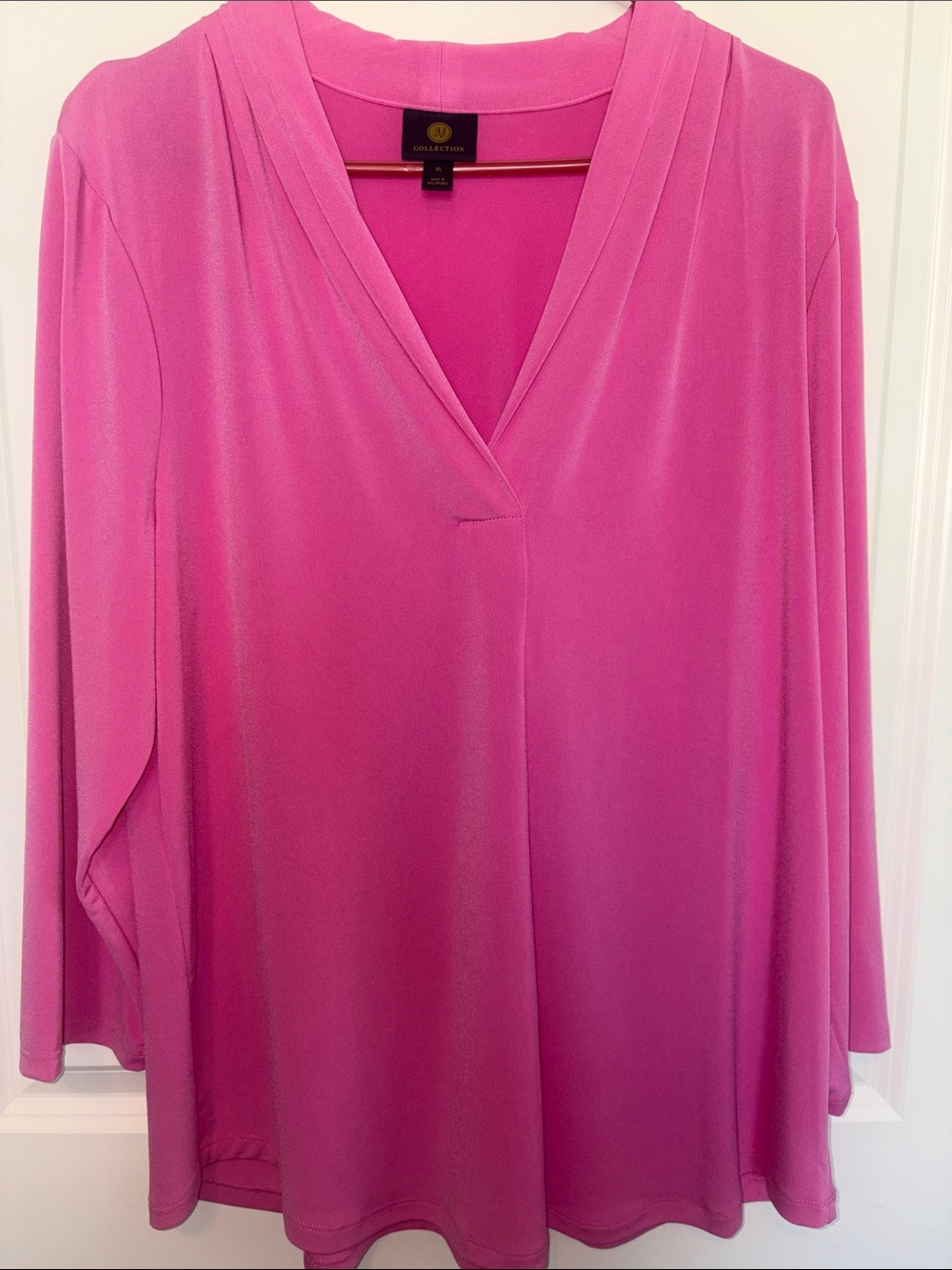 Collection B Bright Pink V-Neck Long Sleeve Tunic